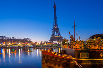 Image showing The Eiffel tower at sunrise in Paris