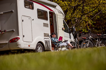 Image showing Family vacation travel, holiday trip in motorhome