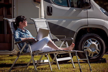 Image showing Family vacation travel, holiday trip in motorhome RV