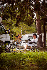 Image showing Family vacation travel, holiday trip in motorhome RV