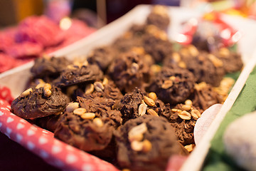 Image showing chocolate cookies with peanuts