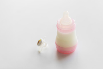 Image showing infant milk formula in baby bottle on table