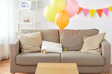 Image showing sofa at home room decorated for birthday party