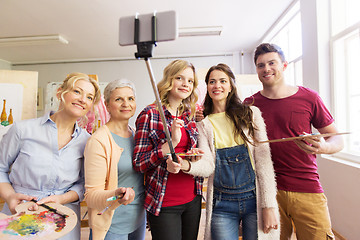 Image showing group of artists taking selfie at art school