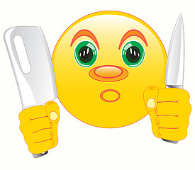 Image showing Smiley with knife in hand