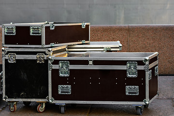 Image showing Suitcases on wheels.