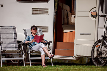 Image showing Family vacation travel, holiday trip in motorhome