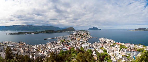 Image showing Aksla at the city of Alesund , Norway panorama