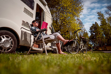 Image showing Family vacation travel, holiday trip in motorhome