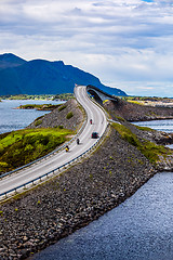 Image showing Atlantic Ocean Road Two bikers on motorcycles.