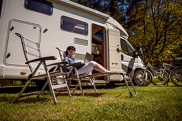 Image showing Family vacation travel, holiday trip in motorhome RV