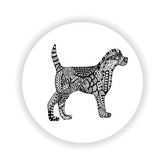 Image showing Black and white dog with hand-drawn pattern