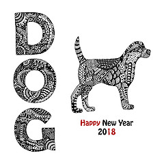 Image showing Handdrawn dog text and animal