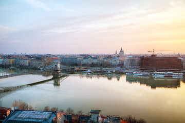 Image showing Overview of Budapest with St Stephen Basilica