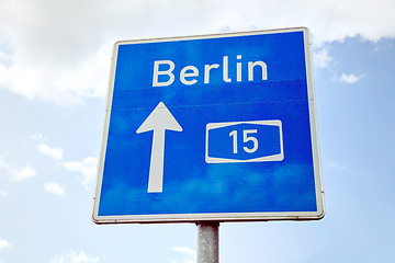 Image showing Traffic sign with direction to Berlin
