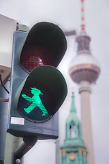 Image showing Green walking man (Ampelmann) in Berlin