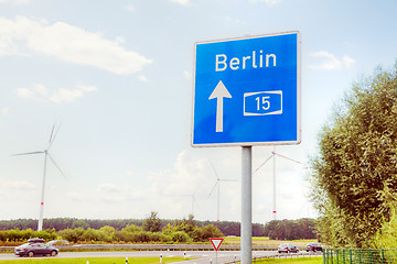 Image showing Traffic sign with direction to Berlin