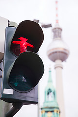 Image showing Red walking man (Ampelmann) in Berlin