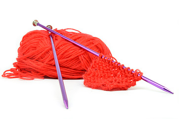 Image showing Knitting wool and knitting needles