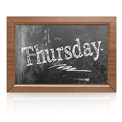 Image showing Thursday text written on blackboard