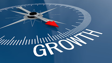 Image showing Blue compass with growth word