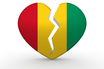 Image showing Broken white heart shape with Guinea flag