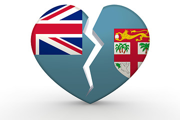 Image showing Broken white heart shape with Fiji flag