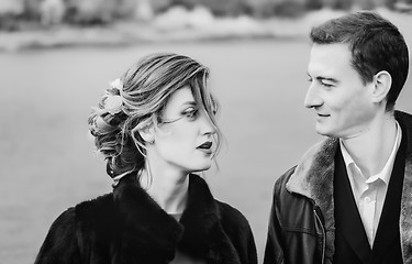 Image showing Monochrome Portrait Of Loving Couple