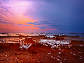 Image showing sunset at the sea