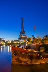 Image showing The Eiffel tower at sunrise in Paris