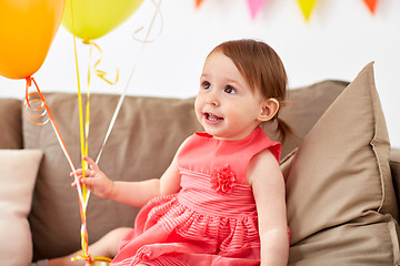 Image showing happy baby girl on birthday party at home