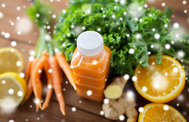 Image showing bottle with carrot juice, fruits and vegetables