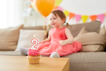 Image showing birthday cupcake for two year old baby girl