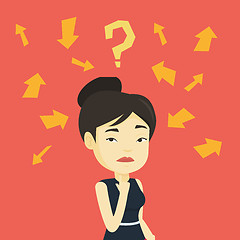 Image showing Young business woman thinking vector illustration.