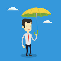 Image showing Business man insurance agent with umbrella.