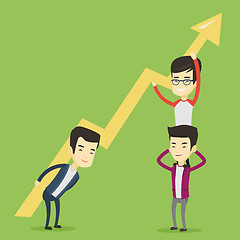 Image showing Three business men holding growth graph.