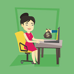 Image showing Businesswoman earning money from online business.