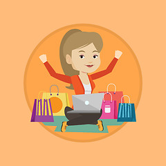 Image showing Woman shopping online vector illustration.