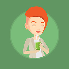 Image showing Woman enjoying cup of coffee vector illustration