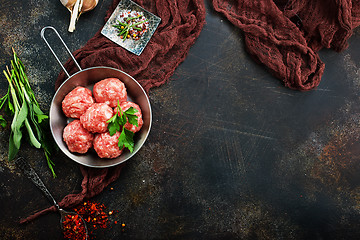 Image showing raw meatballs