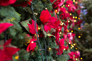 Image showing close up of christmas tree with floral decorations