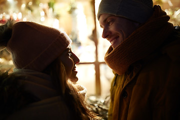 Image showing close up of happy couple in winter closes