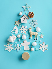 Image showing various Christmas decorations on blue background