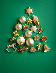 Image showing Gold color Christmas decorations