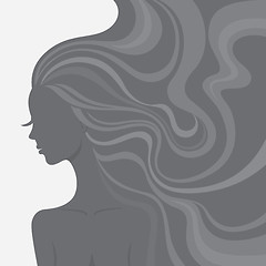 Image showing Fashion line art silhouette of a beautiful woman