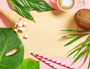 Image showing holiday background with tropical leaves