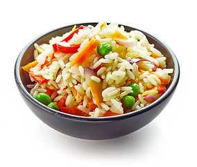 Image showing bowl of rice and vegetables