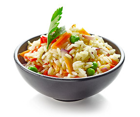 Image showing bowl of rice and vegetables