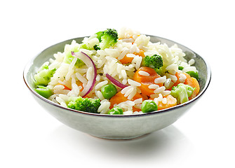 Image showing bowl of rice and vegetables