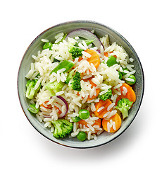 Image showing bowl of rice and vegetables